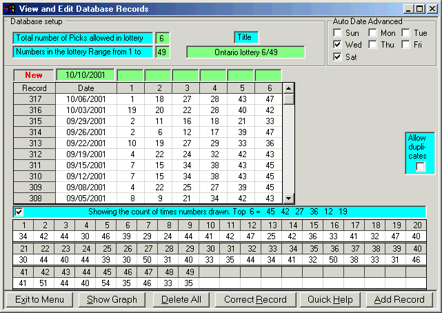 Universal Lottery Screenshot
